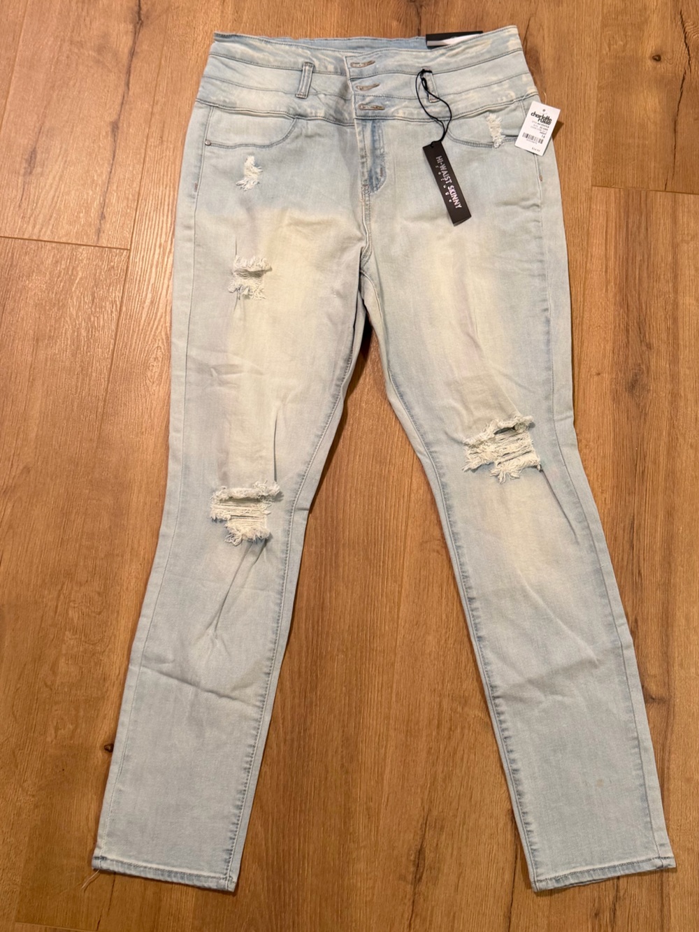 Charlotte Russe Light Blue Distressed Skinny Jeans